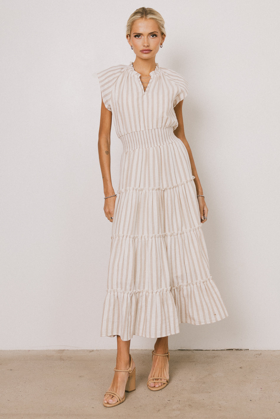 Claire Striped Maxi Dress in Taupe - FINAL SALE