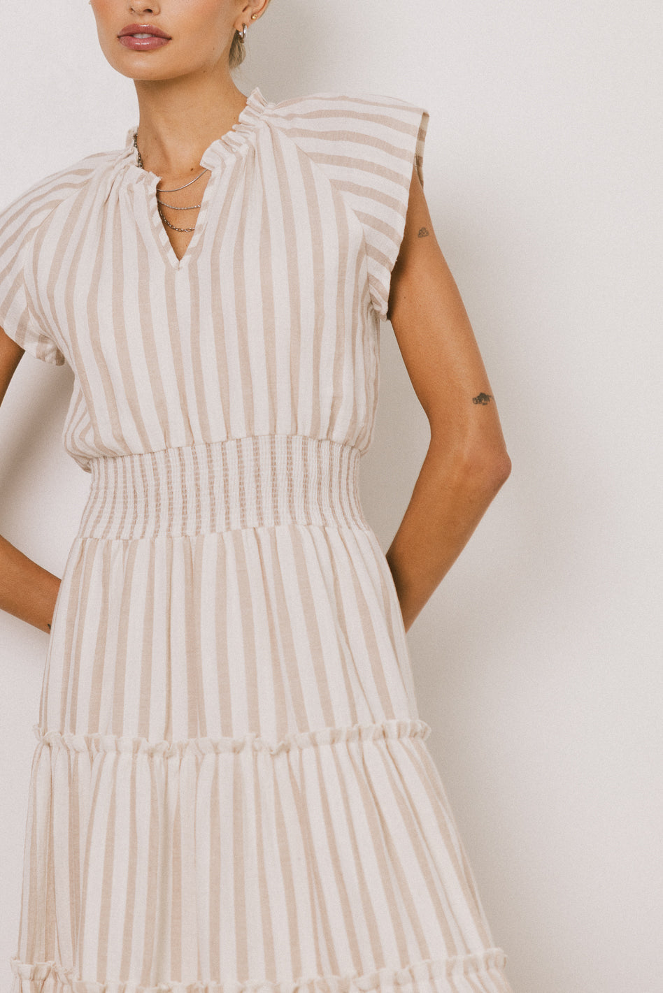 Claire Striped Maxi Dress in Taupe - FINAL SALE