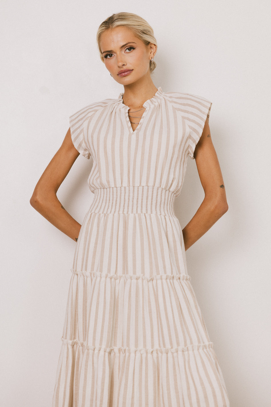 Claire Striped Maxi Dress in Taupe - FINAL SALE