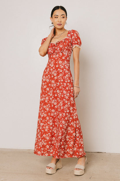 Camden Floral Maxi Dress in Rust