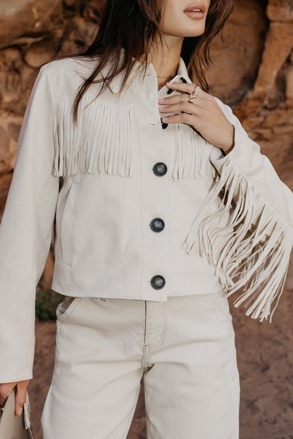 Bridget Fringe Jacket in Bone - FINAL SALE