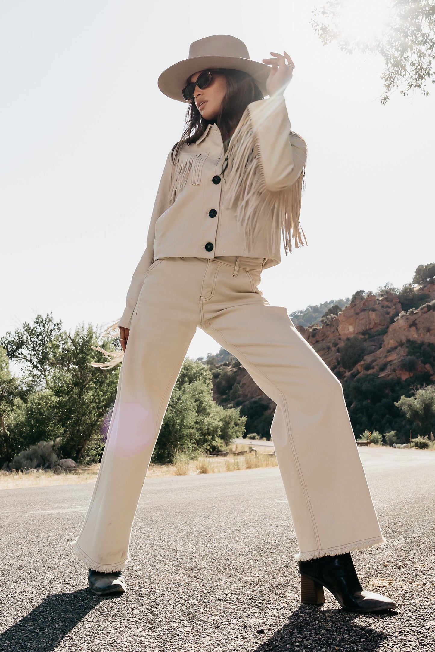 Bridget Fringe Jacket in Bone - FINAL SALE