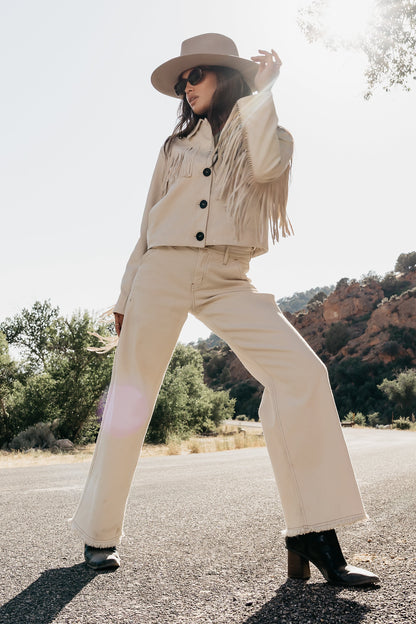 Bridget Fringe Jacket in Bone - FINAL SALE