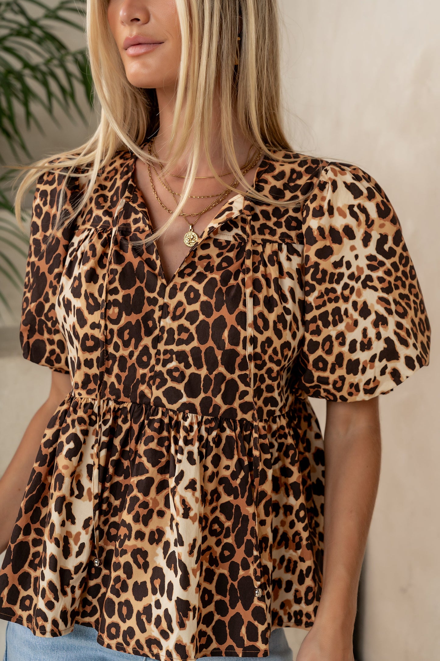 Blakely Leopard Peplum Blouse - FINAL SALE