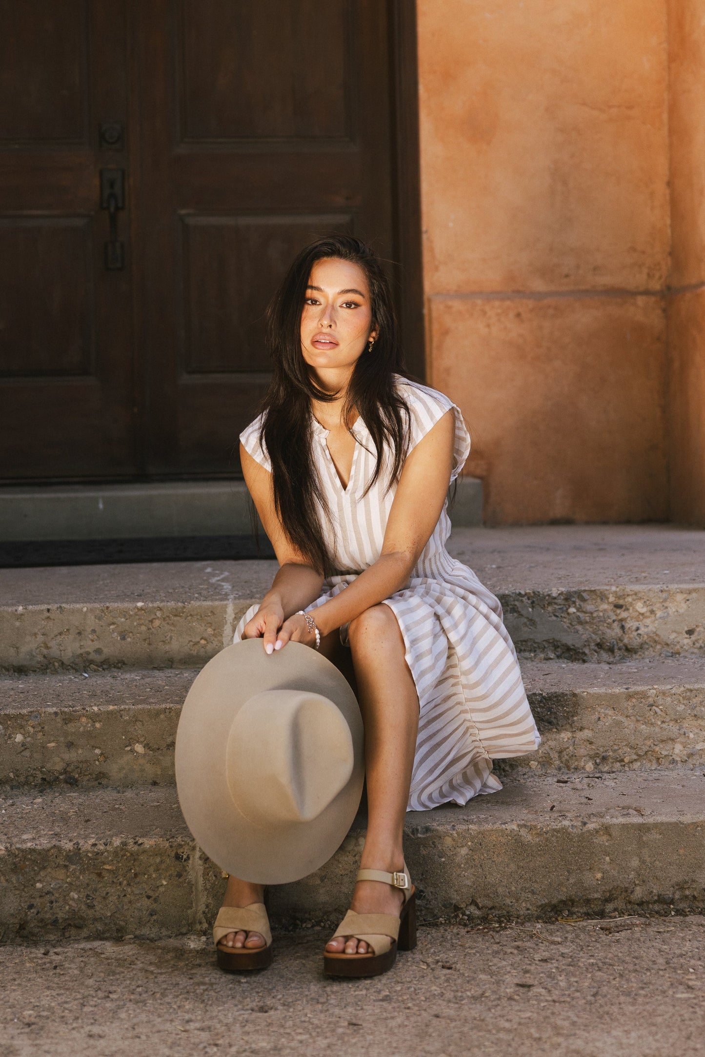 Claire Striped Maxi Dress in Taupe - FINAL SALE