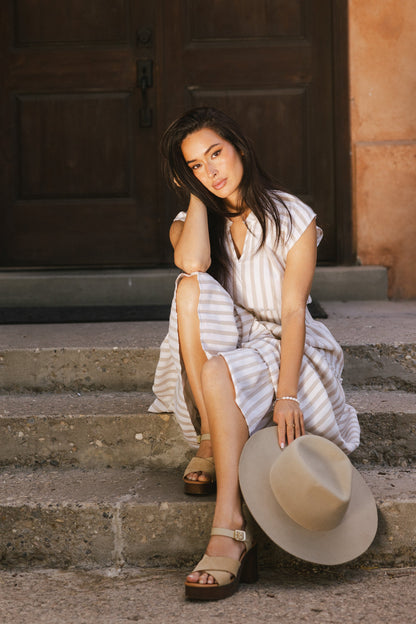 Claire Striped Maxi Dress in Taupe - FINAL SALE