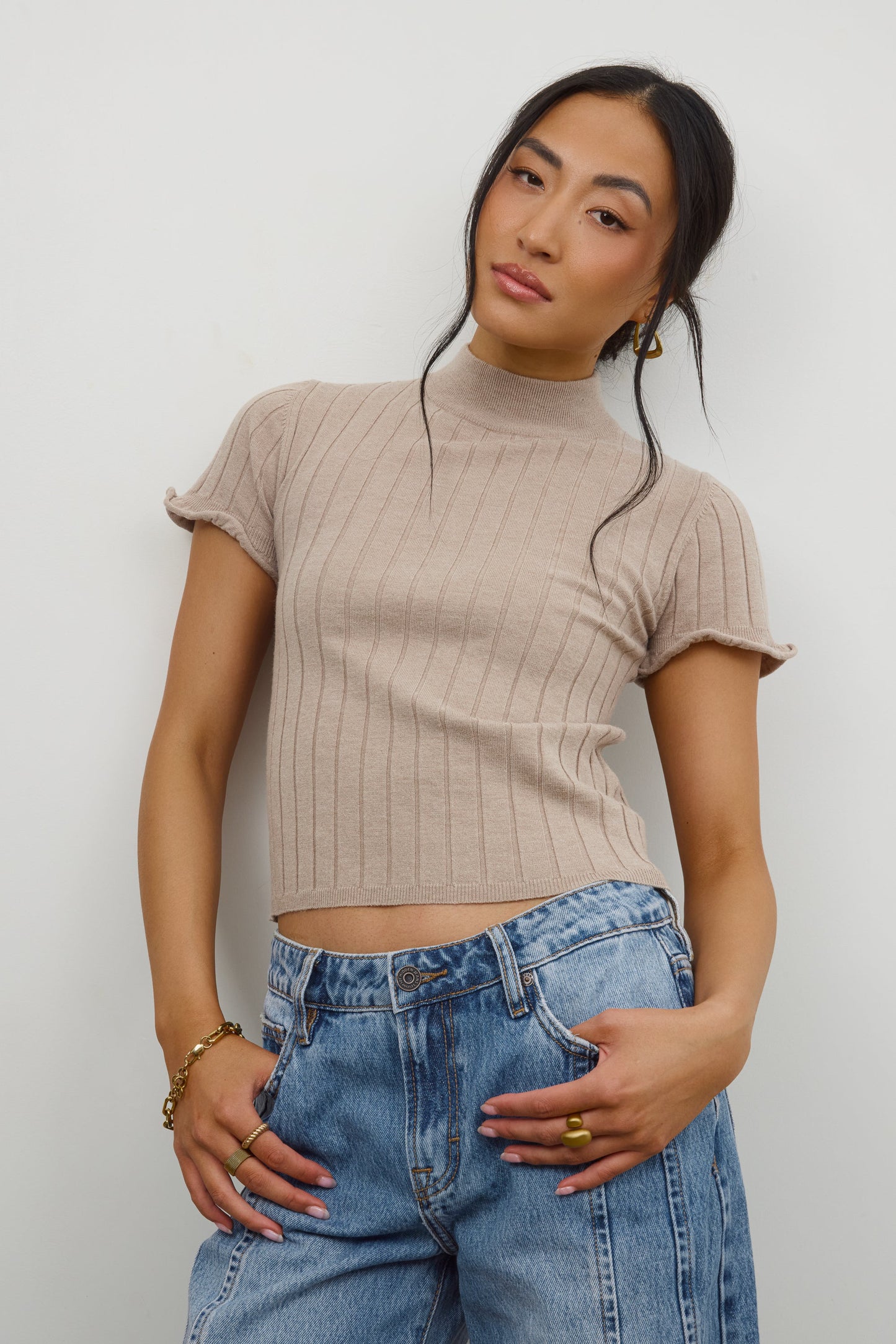 Amara Ribbed Top in Taupe - FINAL SALE