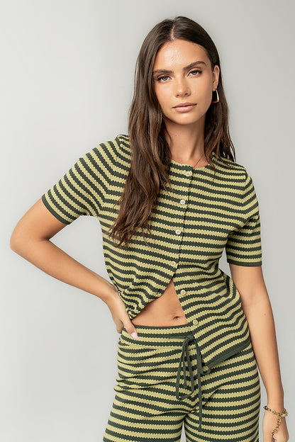 Ireland Striped Top in Green - FINAL SALE