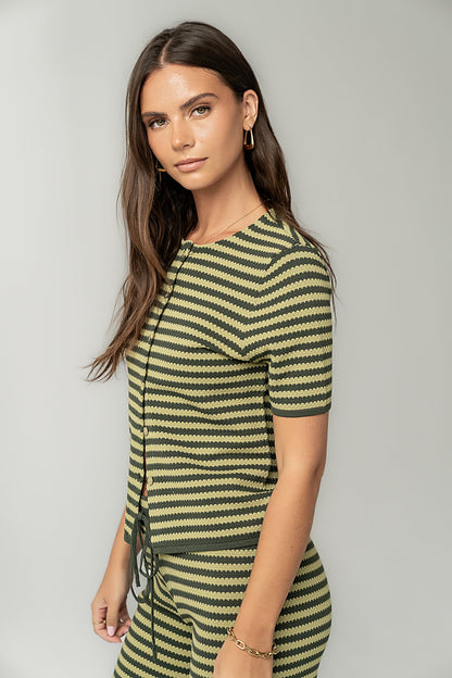 Ireland Striped Top in Green - FINAL SALE