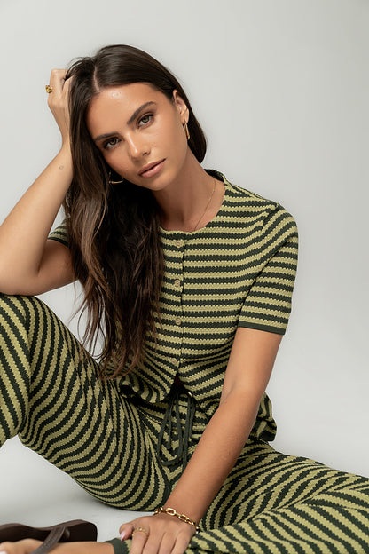 Ireland Striped Top in Green - FINAL SALE