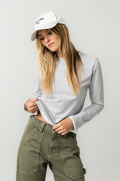 Destiny Double Layer Top in Grey - FINAL SALE