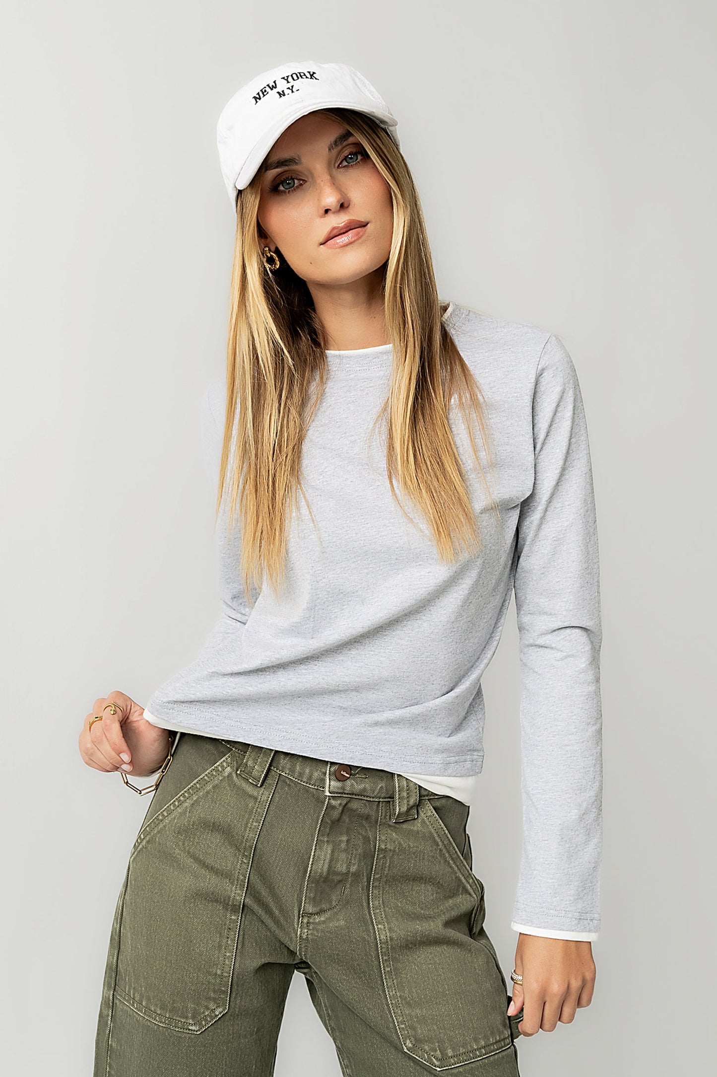 Destiny Double Layer Top in Grey - FINAL SALE