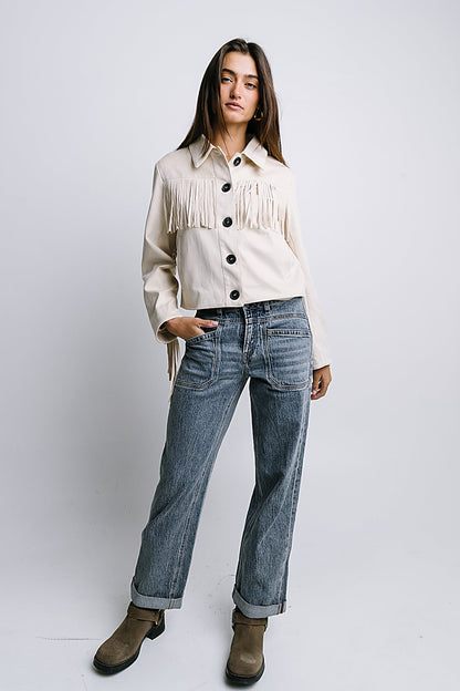 Bridget Fringe Jacket in Bone - FINAL SALE