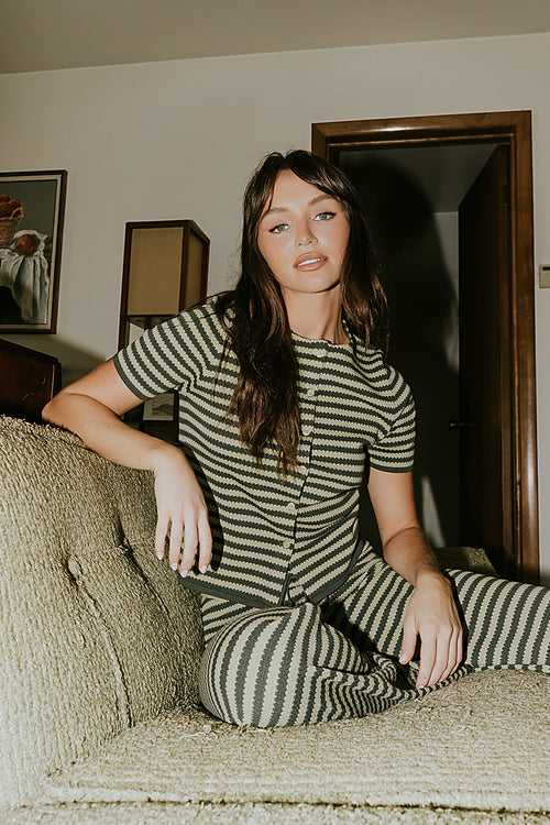 Ireland Striped Top in Green - FINAL SALE