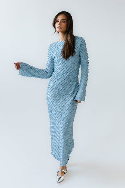 Bell Ruffle Maxi Dress in Blue - FINAL SALE