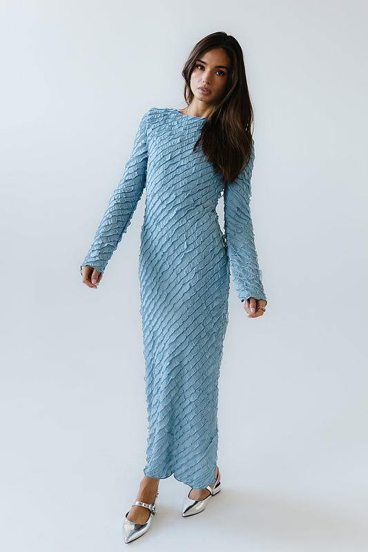 Bell Ruffle Maxi Dress in Blue - FINAL SALE