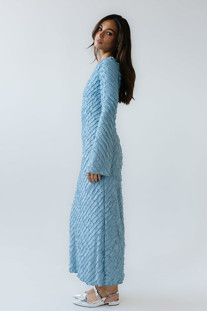 Bell Ruffle Maxi Dress in Blue - FINAL SALE