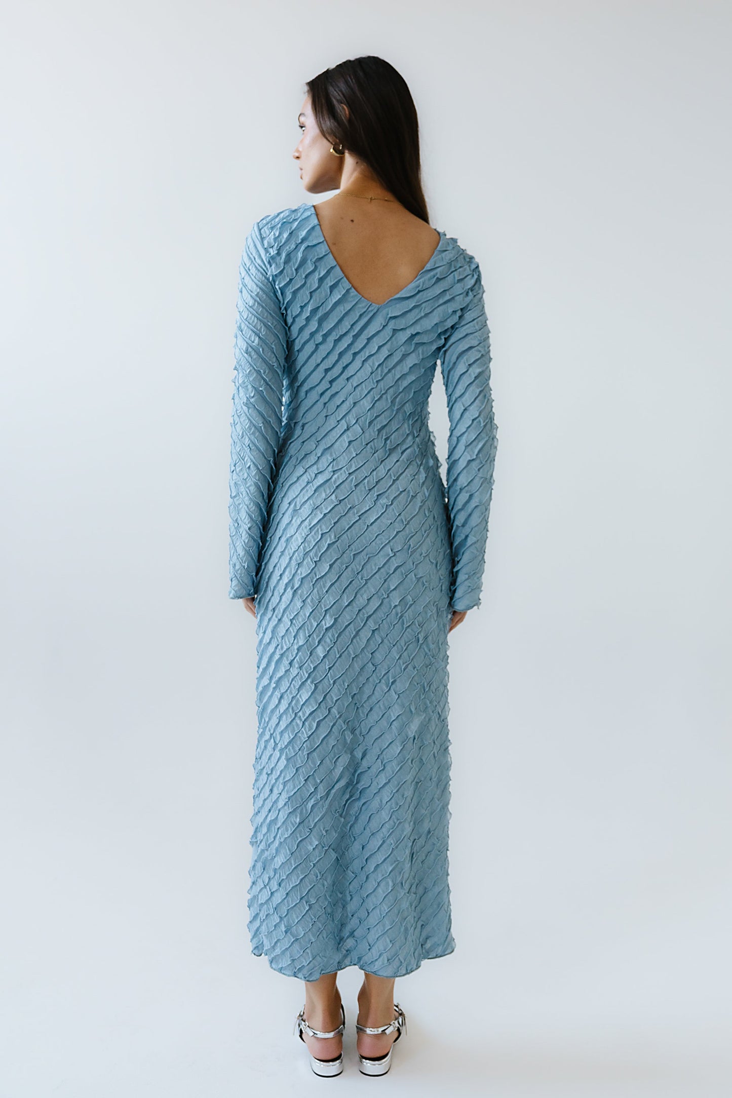 Bell Ruffle Maxi Dress in Blue - FINAL SALE