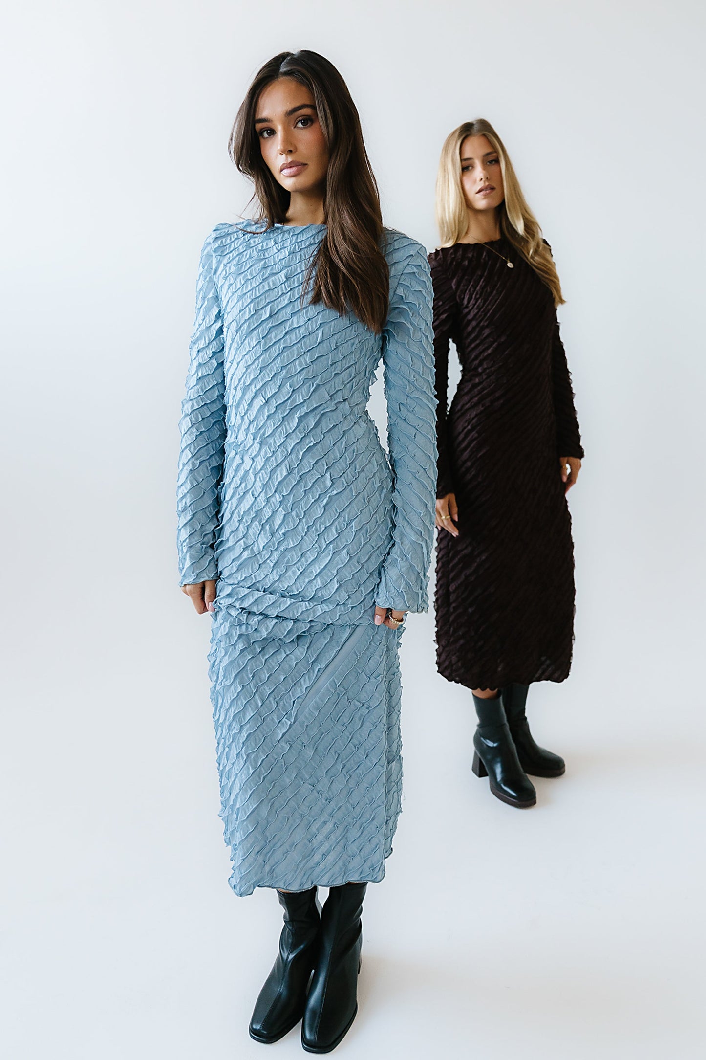Bell Ruffle Maxi Dress in Blue - FINAL SALE