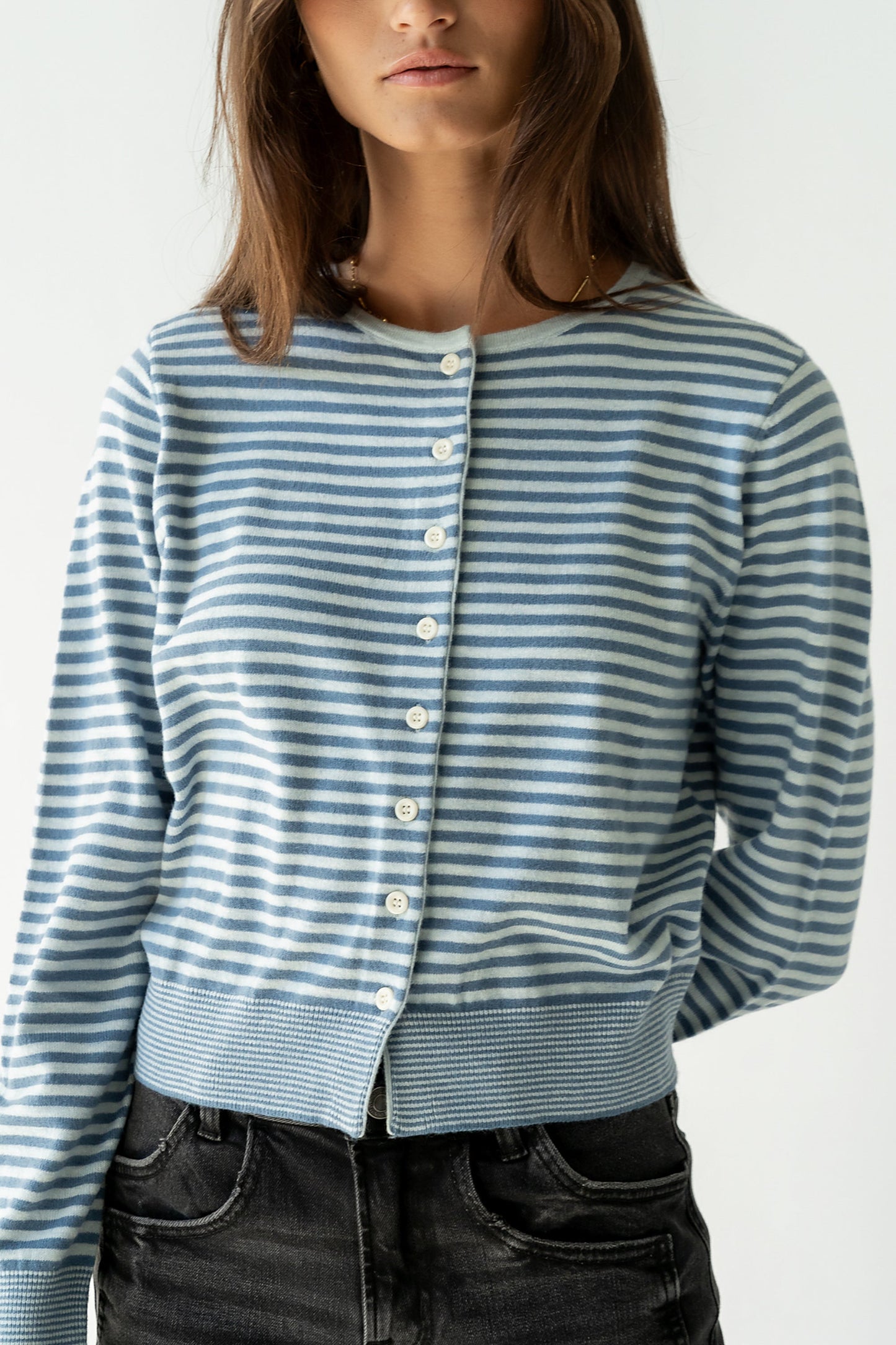 Edesse Striped Cardigan in Blue - FINAL SALE