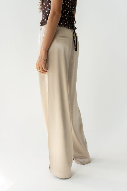 Gemma Satin Wide Leg Pants in Champagne - FINAL SALE