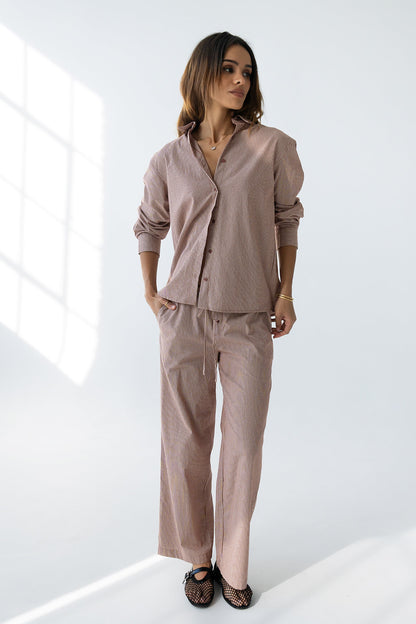 Hailey Striped Button Up in Mauve