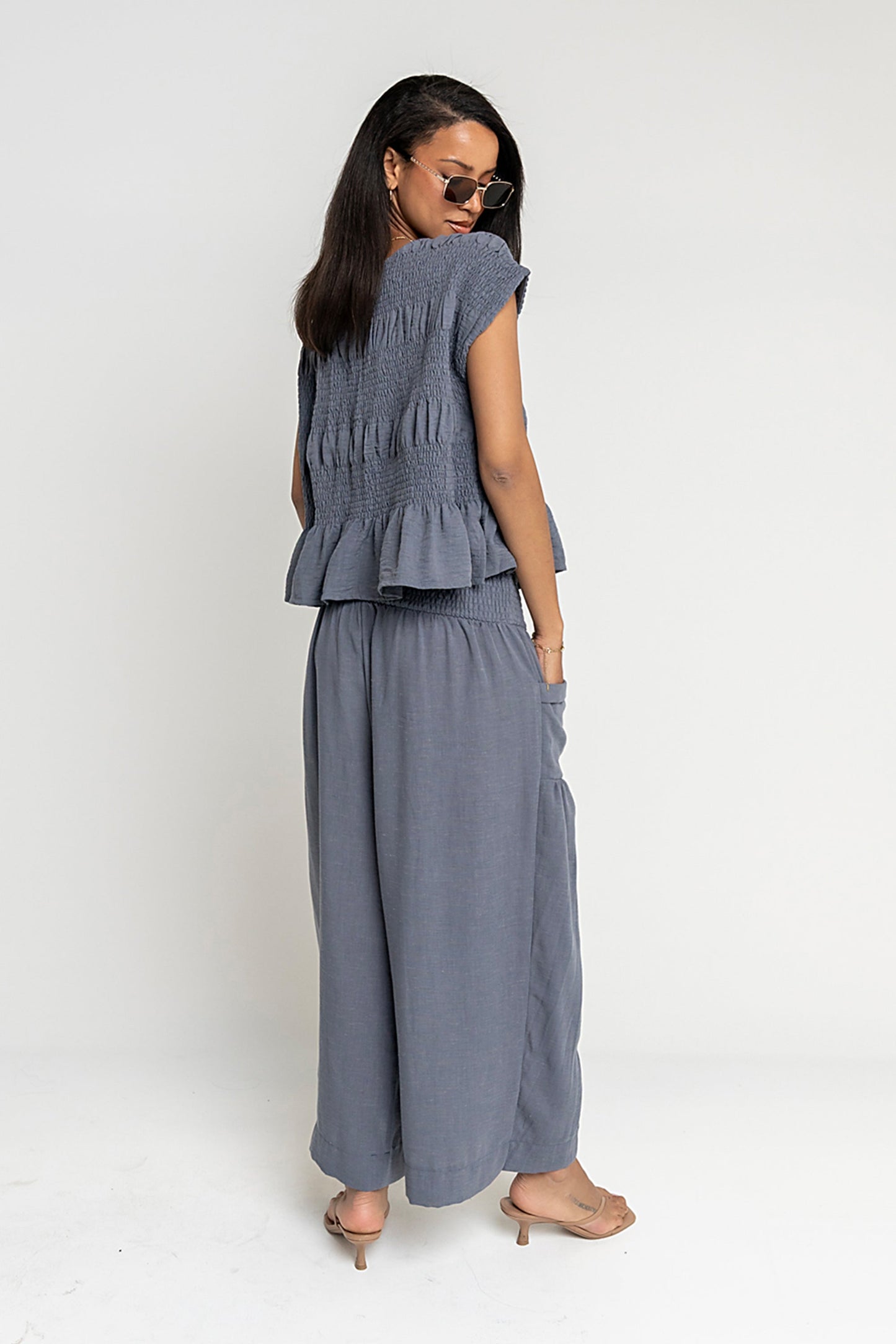 Ashton Smocked Top in Blue