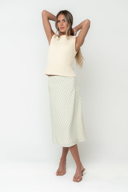 Brandie Plaid Midi Skirt in Green