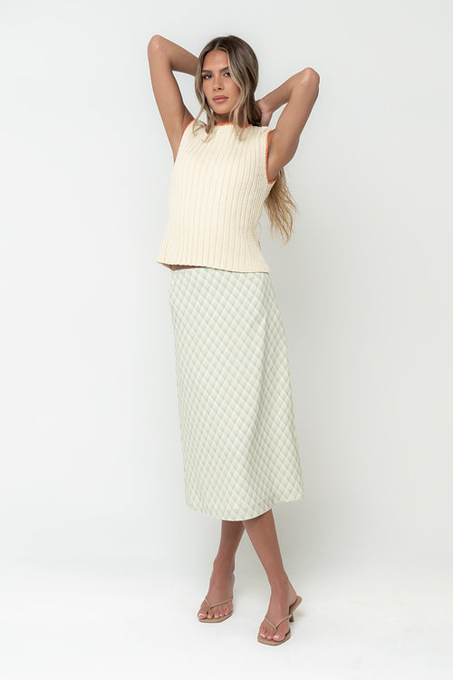 Brandie Plaid Midi Skirt in Green