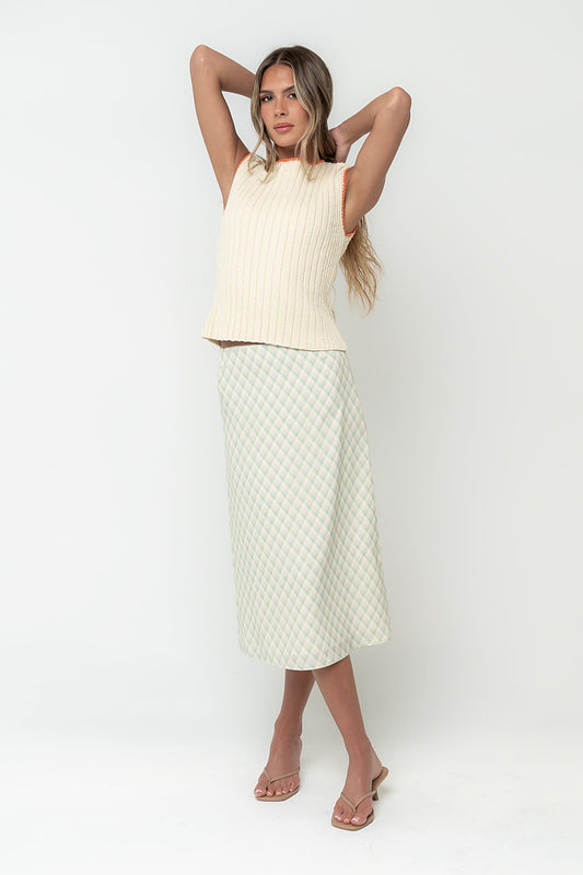 Brandie Plaid Midi Skirt in Green