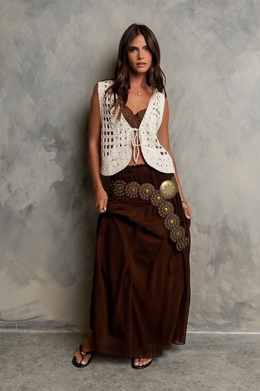 Fallon Maxi Skirt in Brown