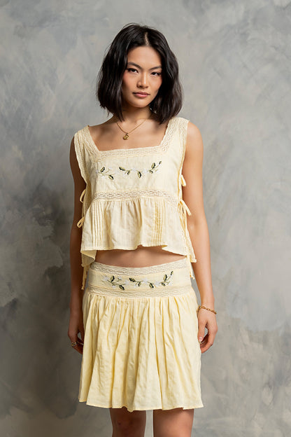 Amelia Embroidered Lace Mini Skirt