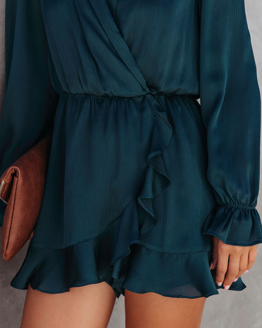 Audrey Ruffle Romper - Teal