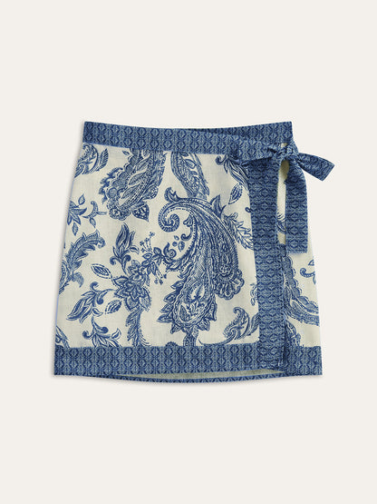 Paisley Print Wrap Skirt