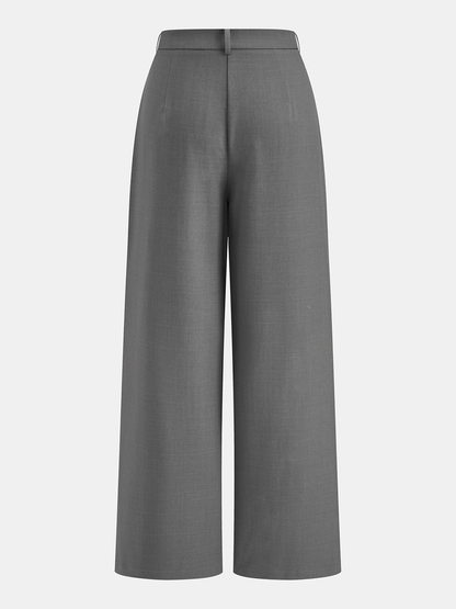 Wrap Front Fitted Top & Pleated Pants Set