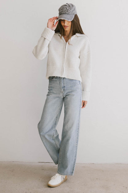 Hallie Zip Up Cardigan in Grey - FINAL SALE