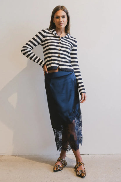 Blakley Cable Knit Sweater in Navy - FINAL SALE