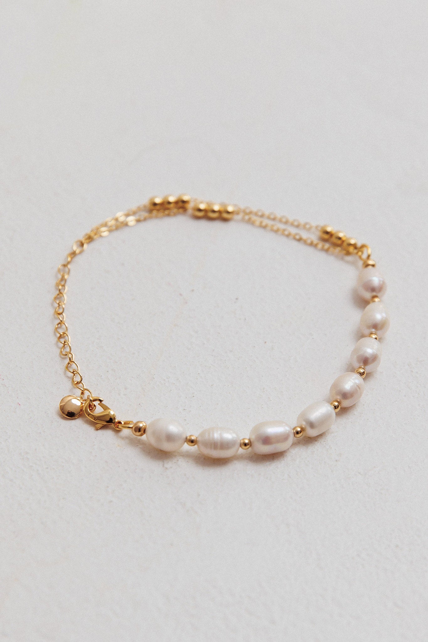 Polaris Freshwater Pearl Double Chain Bracelet Gold