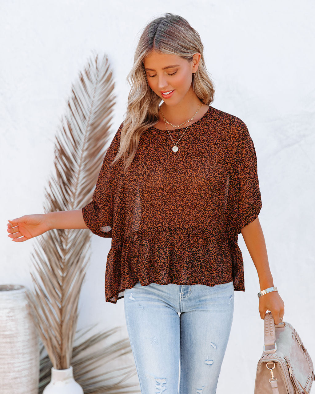 Bittersweet Relaxed Printed Peplum Top