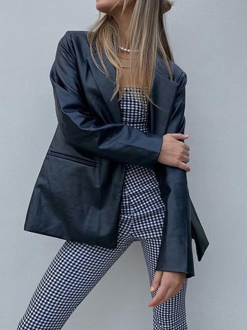 Blazers Fashionable Long Sleeve Leather Blazer