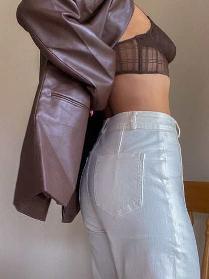 Blazers Fashionable Long Sleeve Leather Blazer