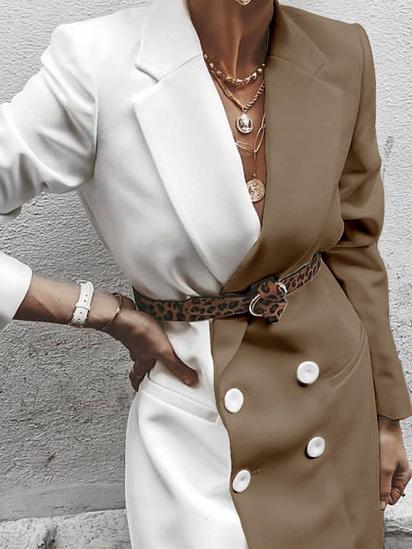 Blazers Lapel Mid-Length Contrast Button Blazer