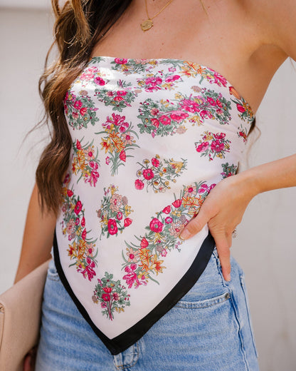 Blossom Satin Versatile Scarf - Ivory