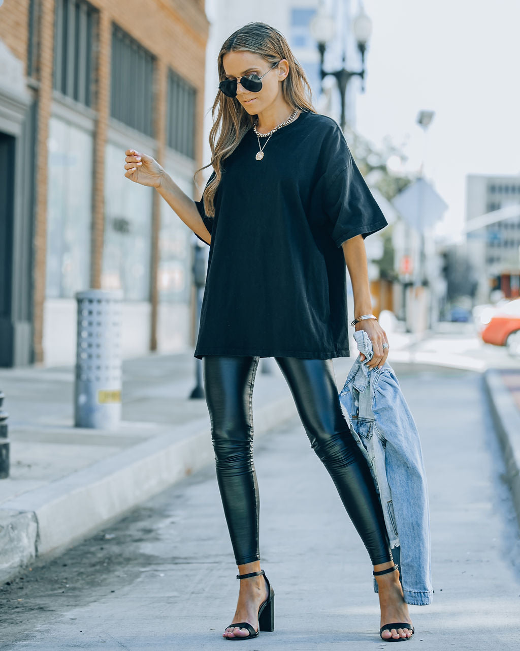 Brandon Cotton Oversized Tee - Black