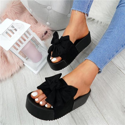 Bowknot Flatform Slides Outdoor Sandals