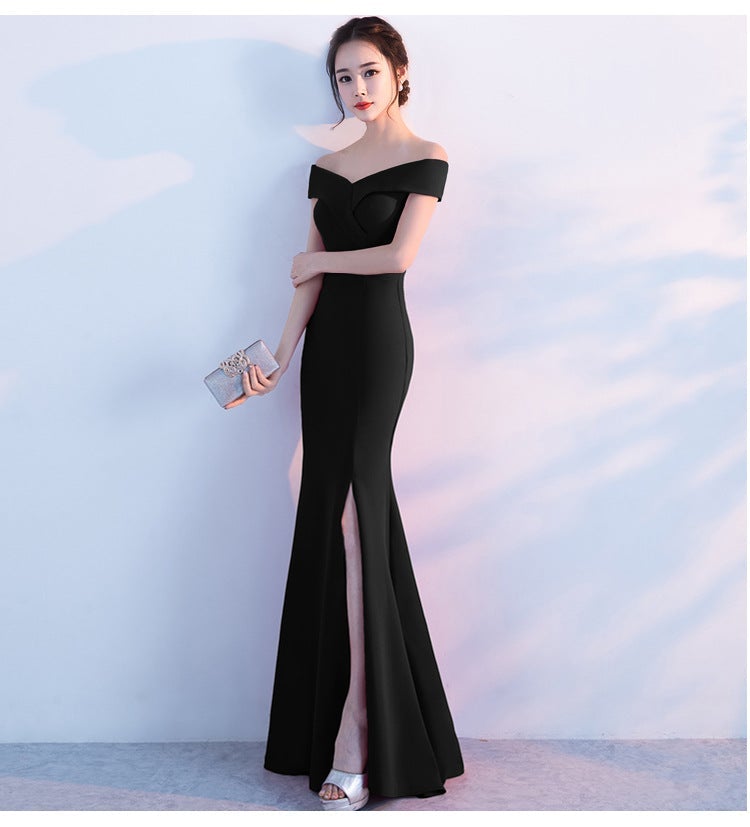 Diva Strapless High Slit Formal Dress