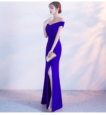 Diva Strapless High Slit Formal Dress