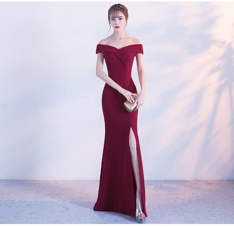 Diva Strapless High Slit Formal Dress