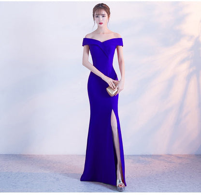 Diva Strapless High Slit Formal Dress