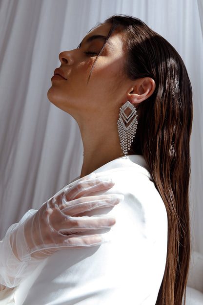 Kate Diamante Kite Drop Earrings Silver